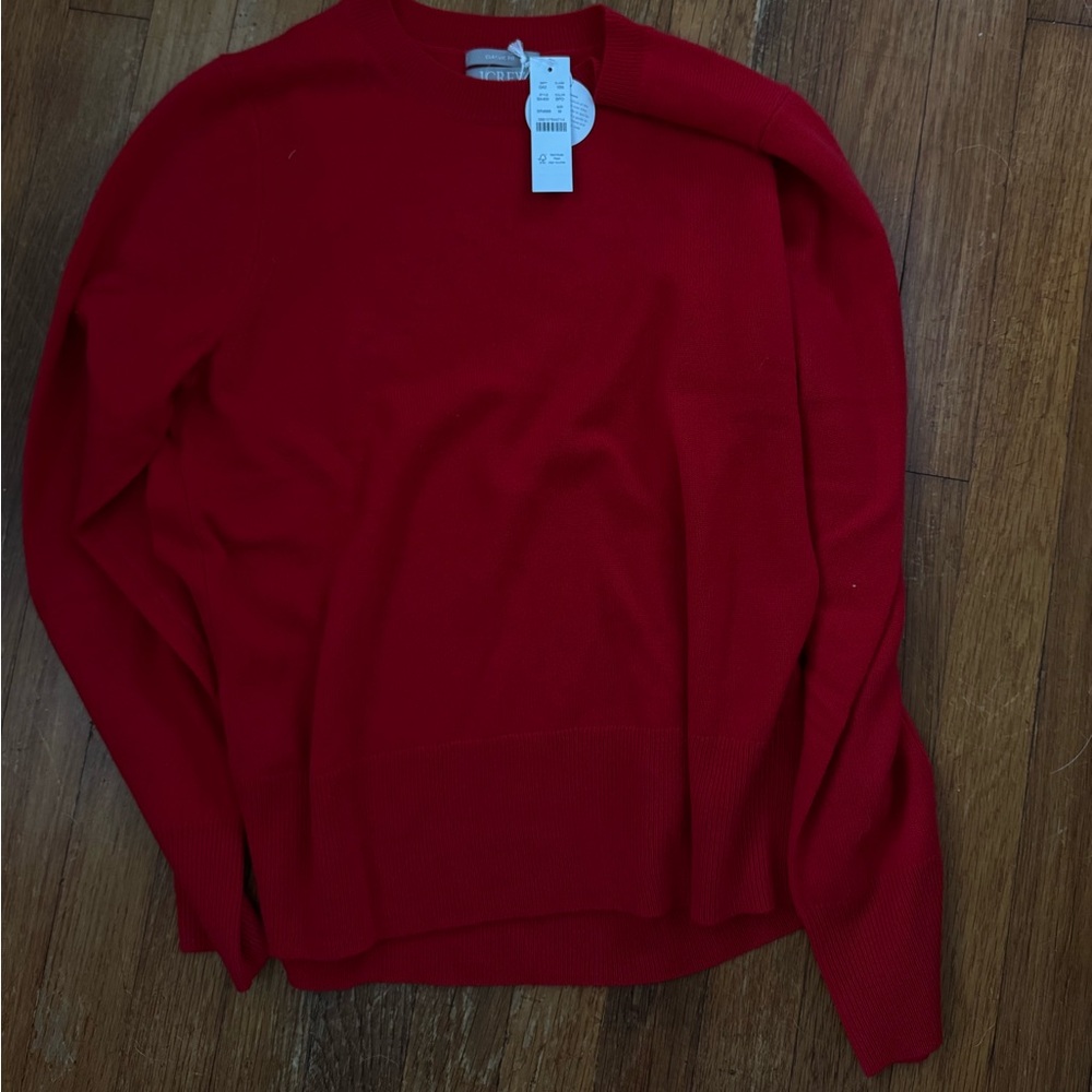 J. Crew Cashmere Red Crewneck Sweater